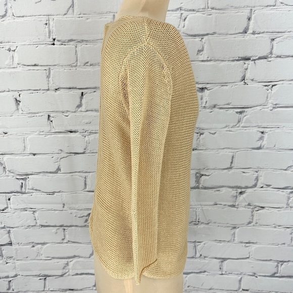 Vtg J Jill Open Knit Sweater Cream Small Petite Cotton Crochet Coastal Beachy - Picture 2 of 10